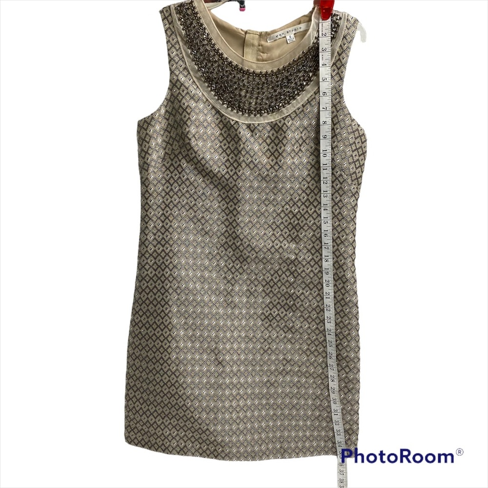 Max Studio Beige and Black Patterned Midi Dress - Picture 4 of 15